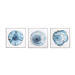 Canvas Wall Art w/ Tree Rings, Blue, Set of 3 - CH0819A