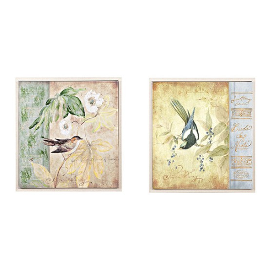 Canvas Hand-Painted Bird Wall Art, Set of 2 - HE2990A